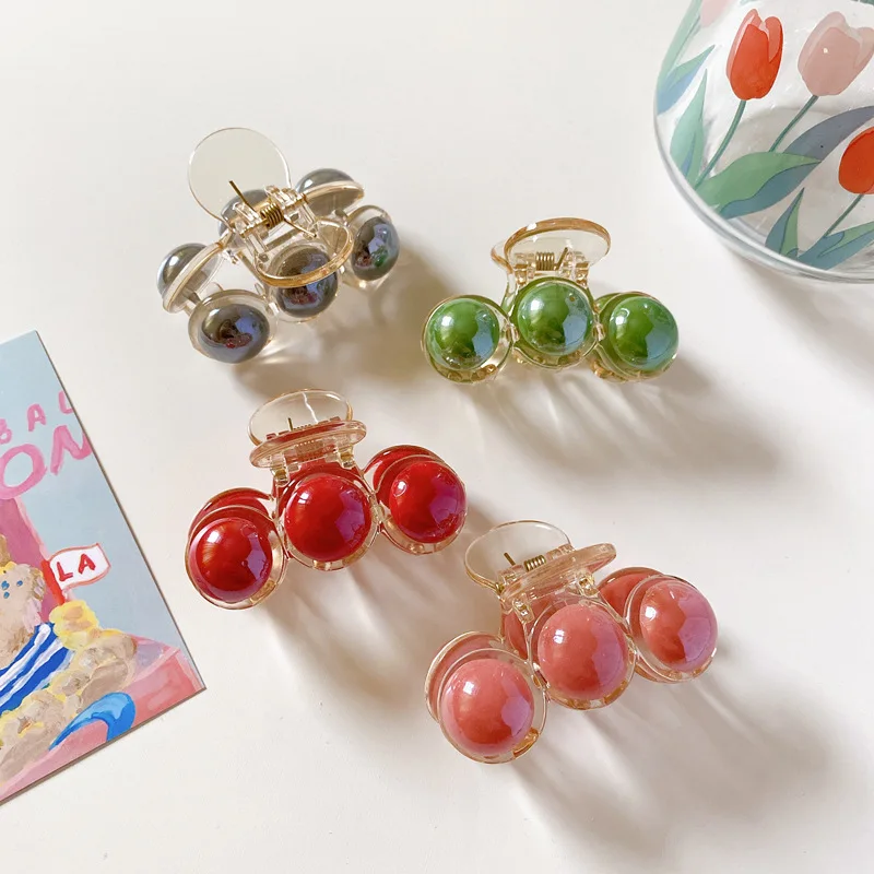 

2021 Korea Spring Autumn New Candy Color Acrylic Round Winding Hair Claw Clips for Women Hairpins Hair Accessories Gifts