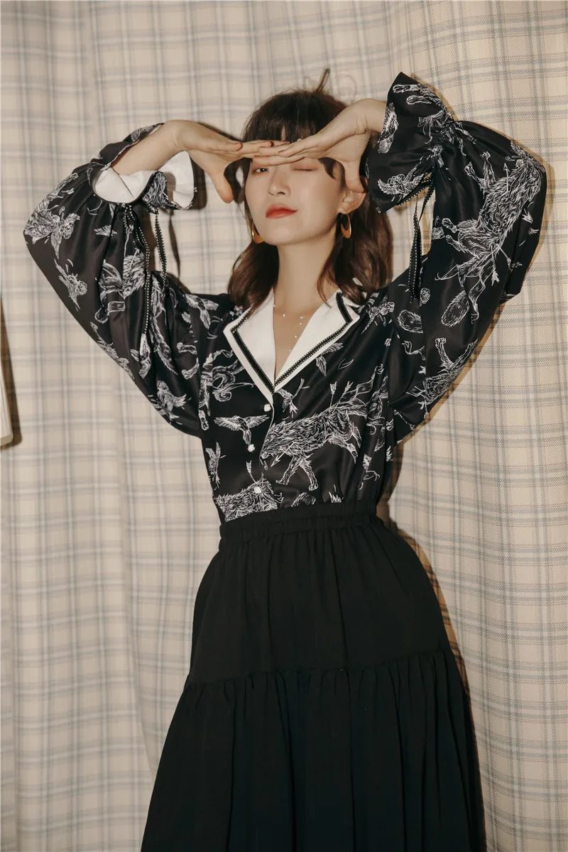 Дизайнерская винтажная блузка CHEERART 2020 рубашка с длинным рукавом женская