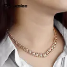 Ожерелье 18,5 дюйма для женщин, Геометрическая цепочка из розового золота 585 пробы, цепочка-чокер, свадебная бижутерия, Женское Ожерелье LCN21