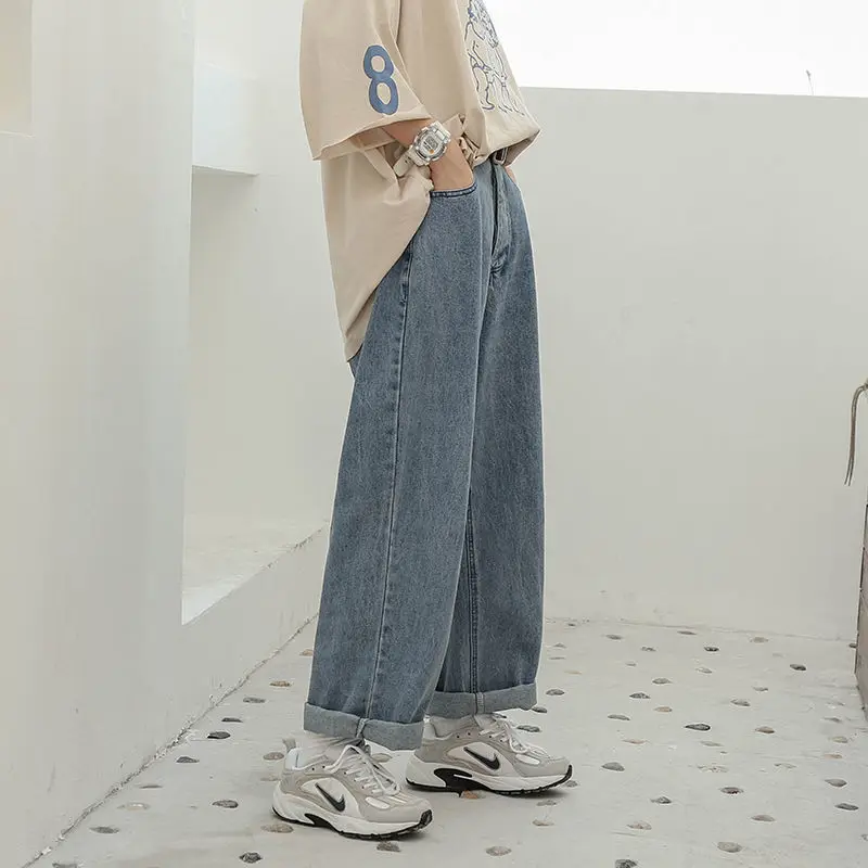 

Spring 2020 new style CEC pants straight pants show thin Korean jeans female students loose High Waist Wide Leg Pants