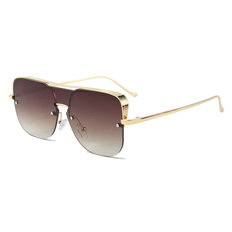 

Vintage Semi Rimless Sunglasses Men One Piece Square Eyeglasses UV400 Gafas for Summer Outdoor Oculos Shades 8027DF