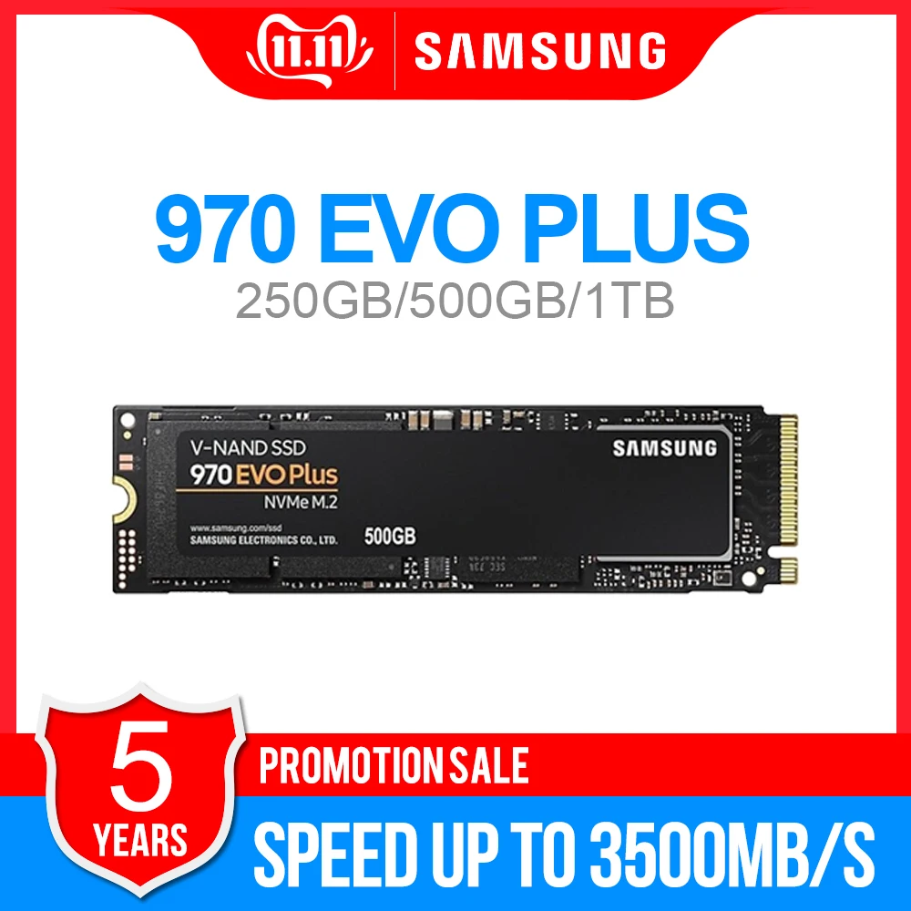 Ноутбук samsung 970 EVO PLUS 250 ГБ 500 ГБ 1 ТБ NVMe SSD M.2 2280 Внутренний твердотельный жесткий диск SSD PCIe 3,0x4, NVMe 1,3