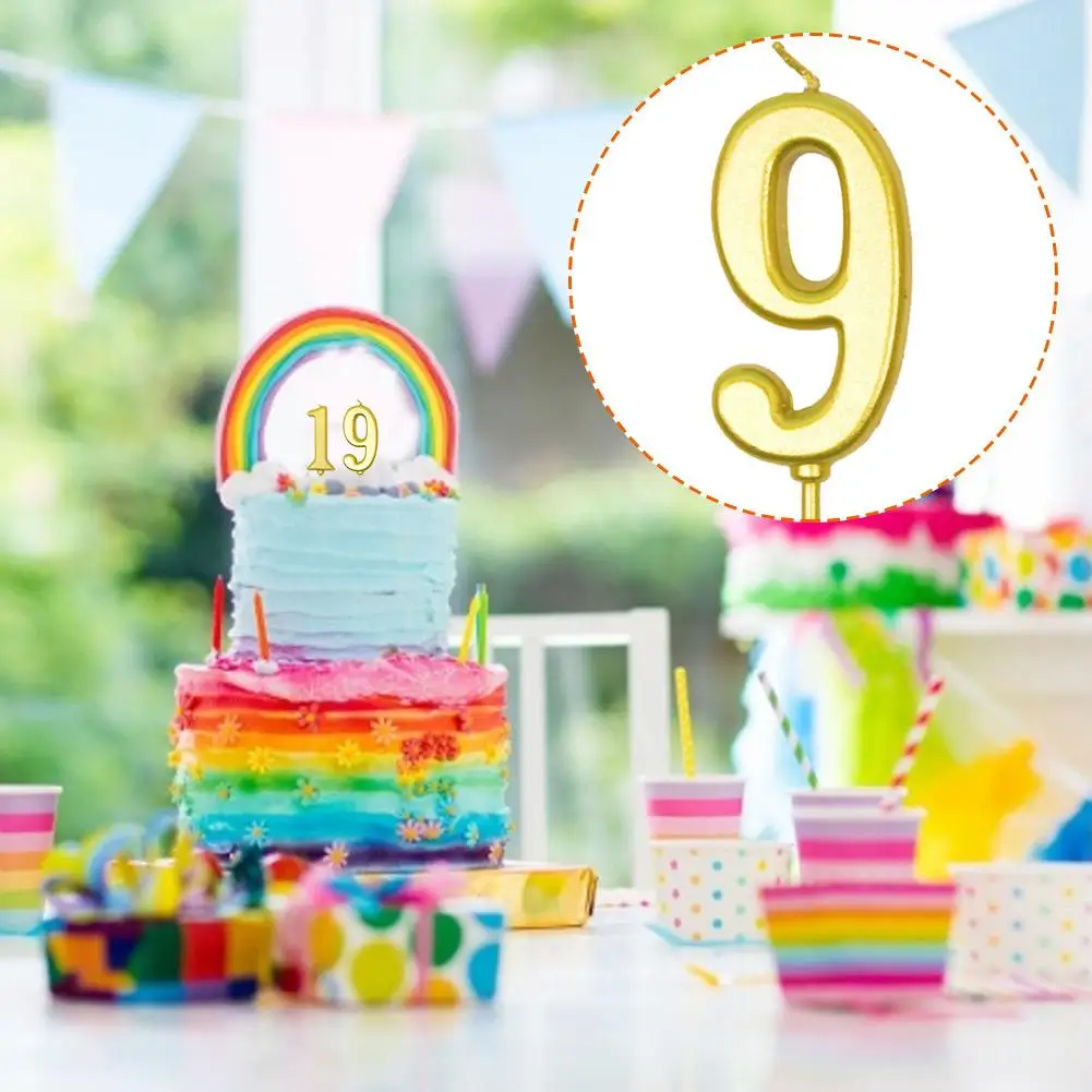 Свечи для дня рождения с цифрами 0-9 золотые блестящие свечи торта украшения на