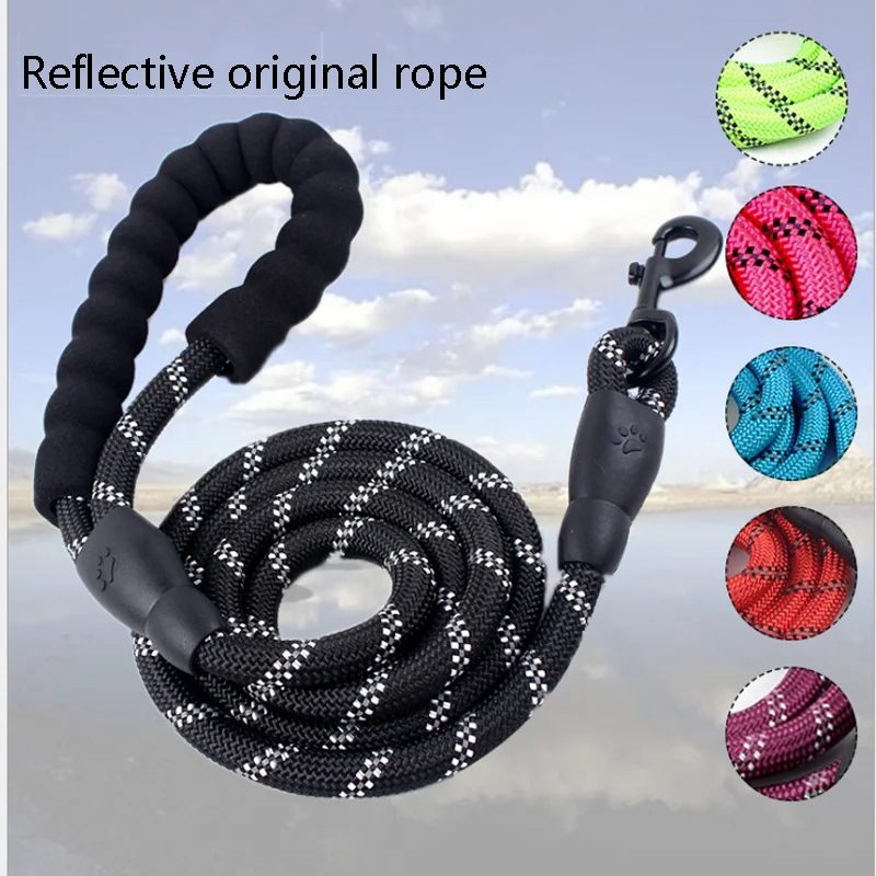 

1.5M Dog Leash Nylon Round Reflective Large Dog Rope Strengthen Hook Big Medium Dog Traction Harness With Comfortable Handle