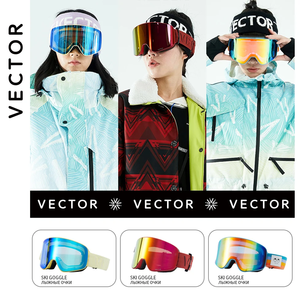 

VECTOR Ski Goggles Snowboard Anti-fog and Anti-ultraviolet Mask Men Women Skiing Eyewear UV400 Snow Protection Glasses Double