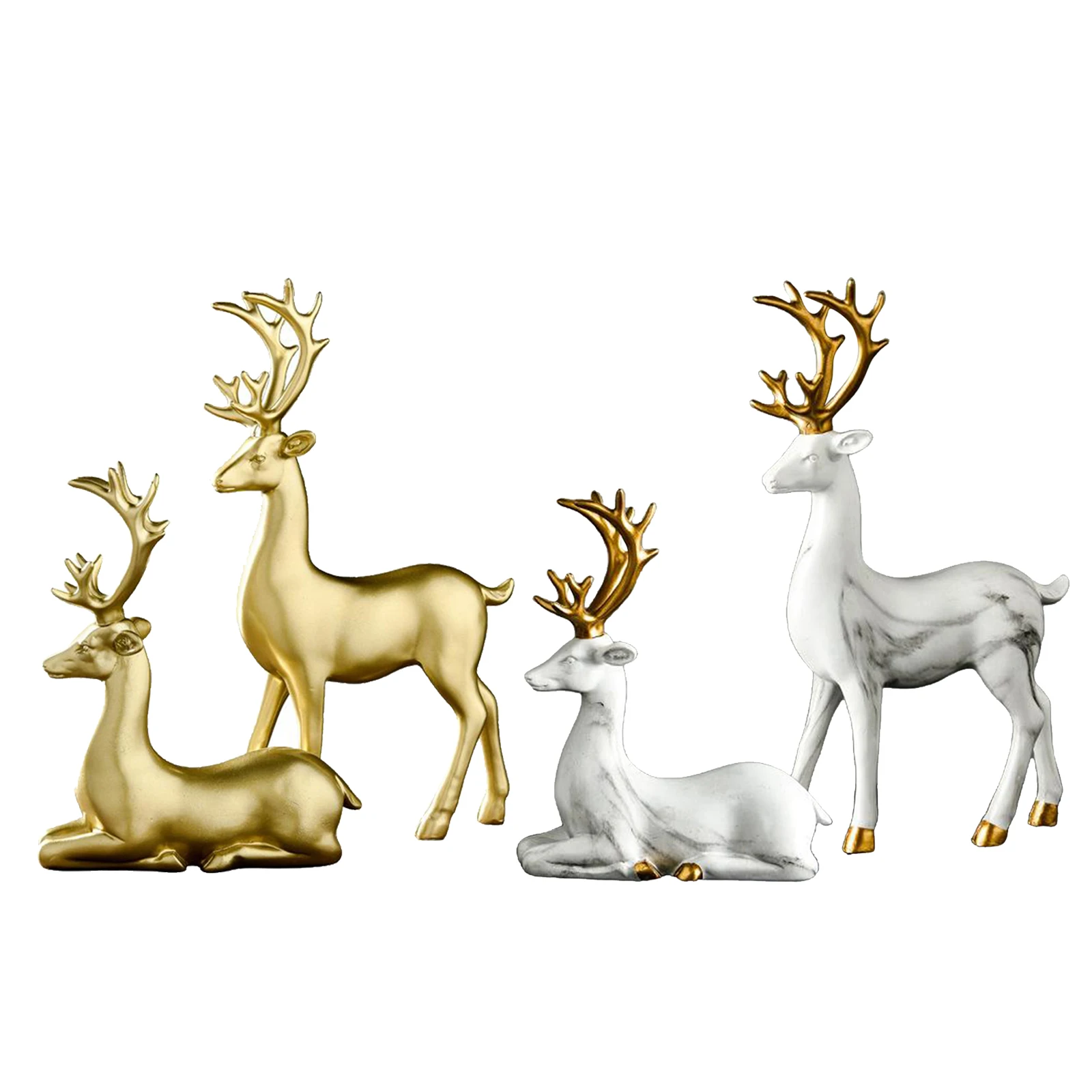 

2pcs Resin Elk Deer Scuipture Statue Figurine Ornament Polished Surface Delicate
