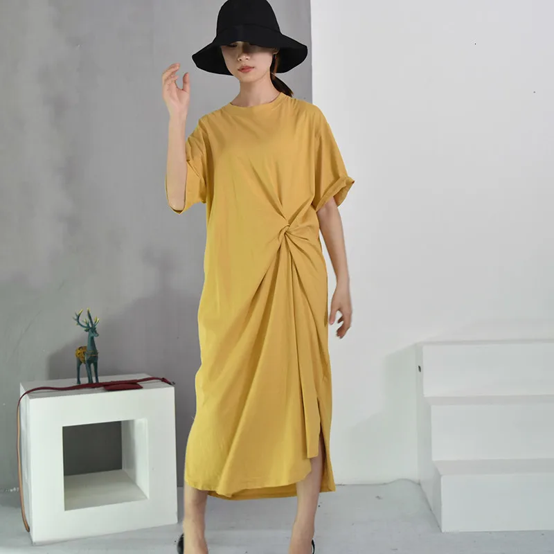 Женский ассиметричный пуловер LANMREM Свободный с круглым вырезом рукавом-сгибом и