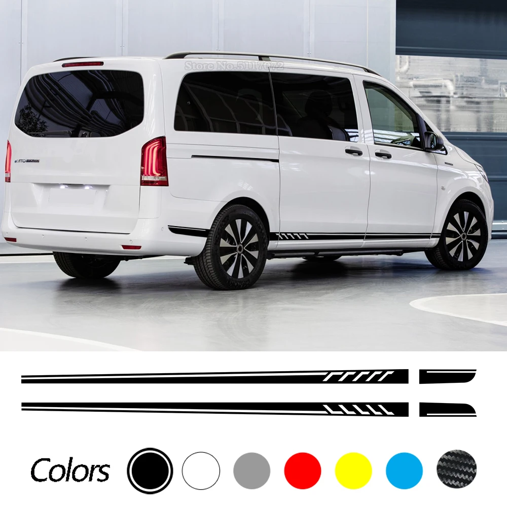 

2pcs for Mercedes Benz Vito V Class W447 AMG Edition 1 Car Styling Side Long Sticker Door Skirt Stripe Vinyl Big Decal Sport