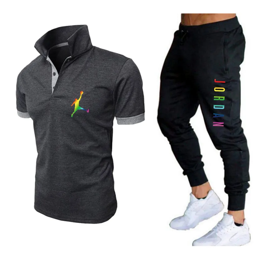 

2 piece set men's Jordan 23 T-shirt shorts summer polo short-sleeved trousers thin pants sportswear men's basketball shirt