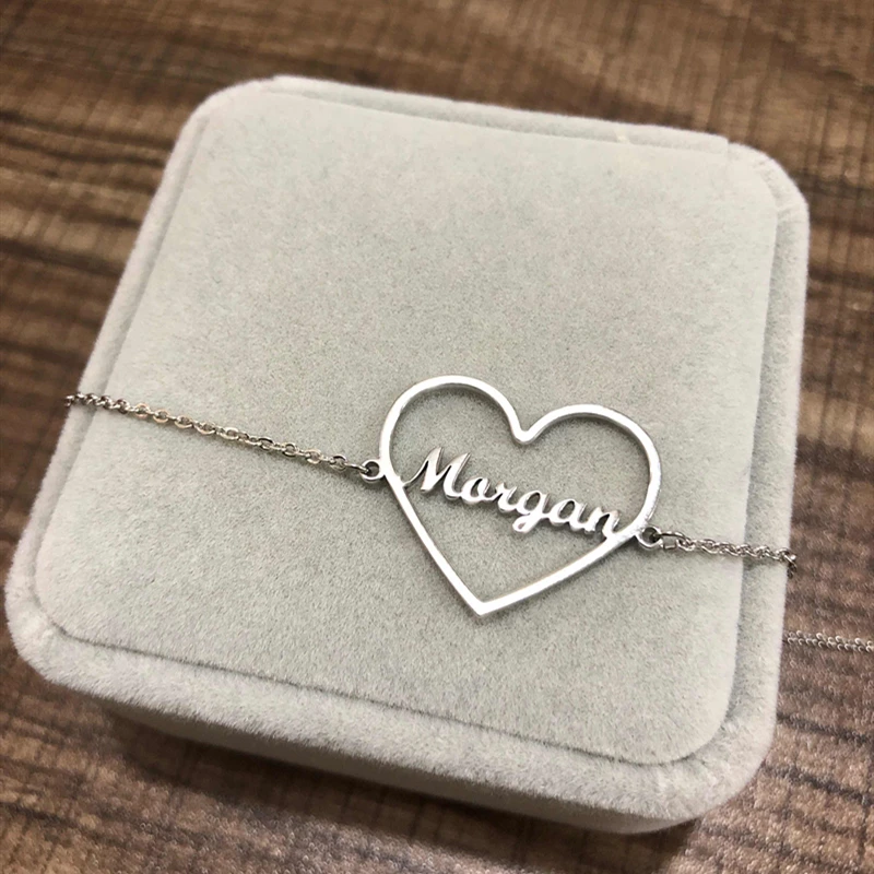 Браслет с именем сердца на заказ мужские ювелирные изделия персонализированный