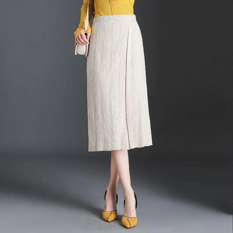 

Осенне-зимние эластичные прямые вязаные юбки с высокой талией, женские элегантные шикарные облегающие повседневные женские юбки средней д...