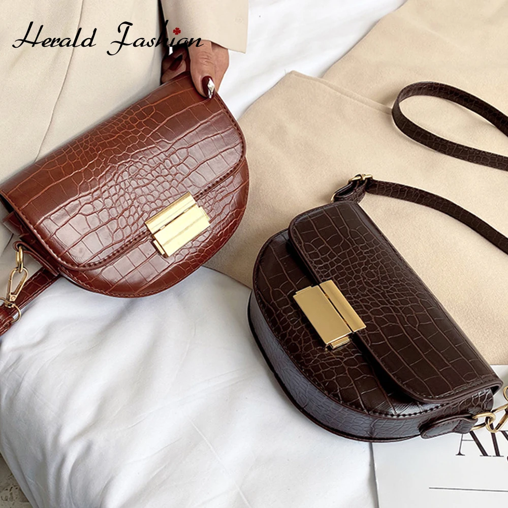 

Сделан из искусственной кожи с узором «крокодиловая кожа седельная сумка для женщин 2019 леди мини сумки через плечо, женские сумки, повседне...