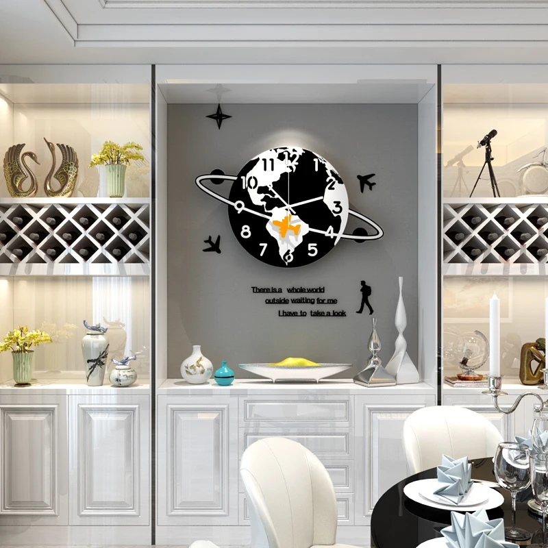 Новый креативный мультяшный черный планетарный самолет настенные часы
