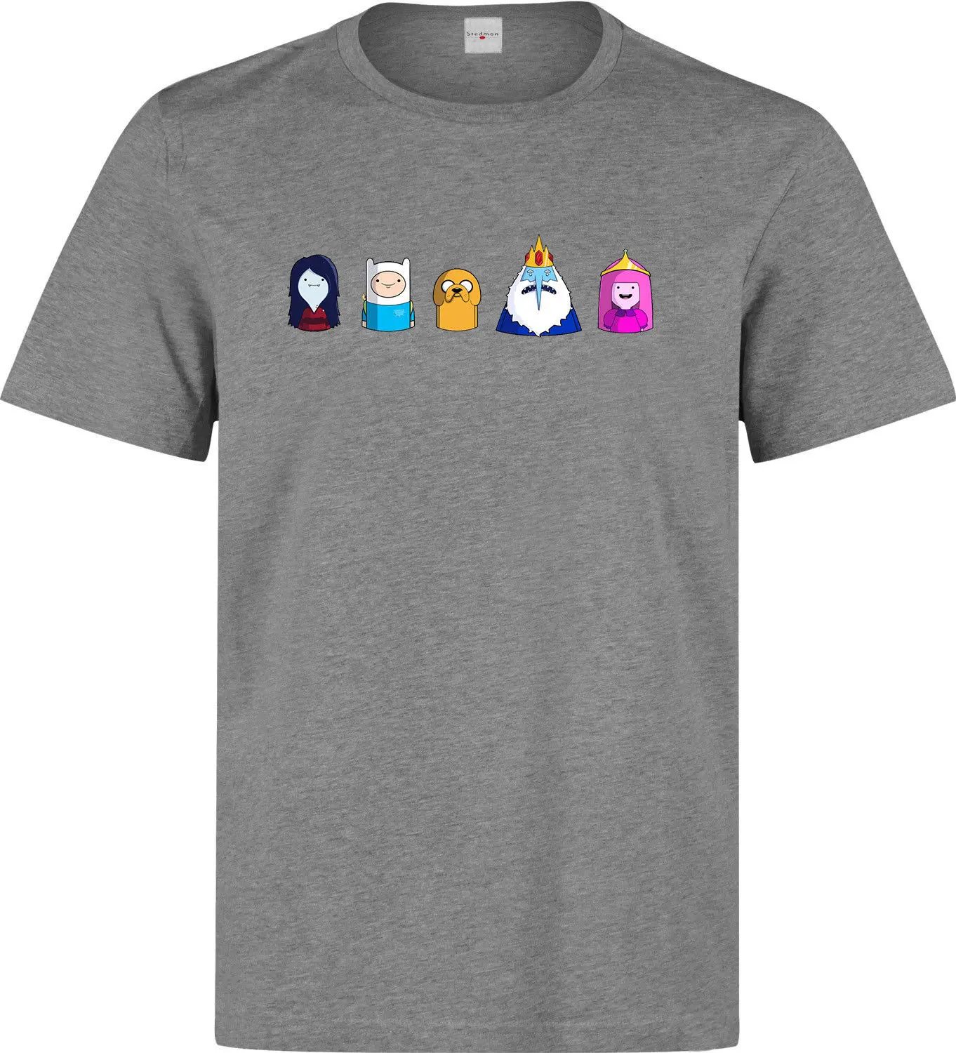 Мужская серая футболка с принтом Время приключений Финн Джейк Ледяной король