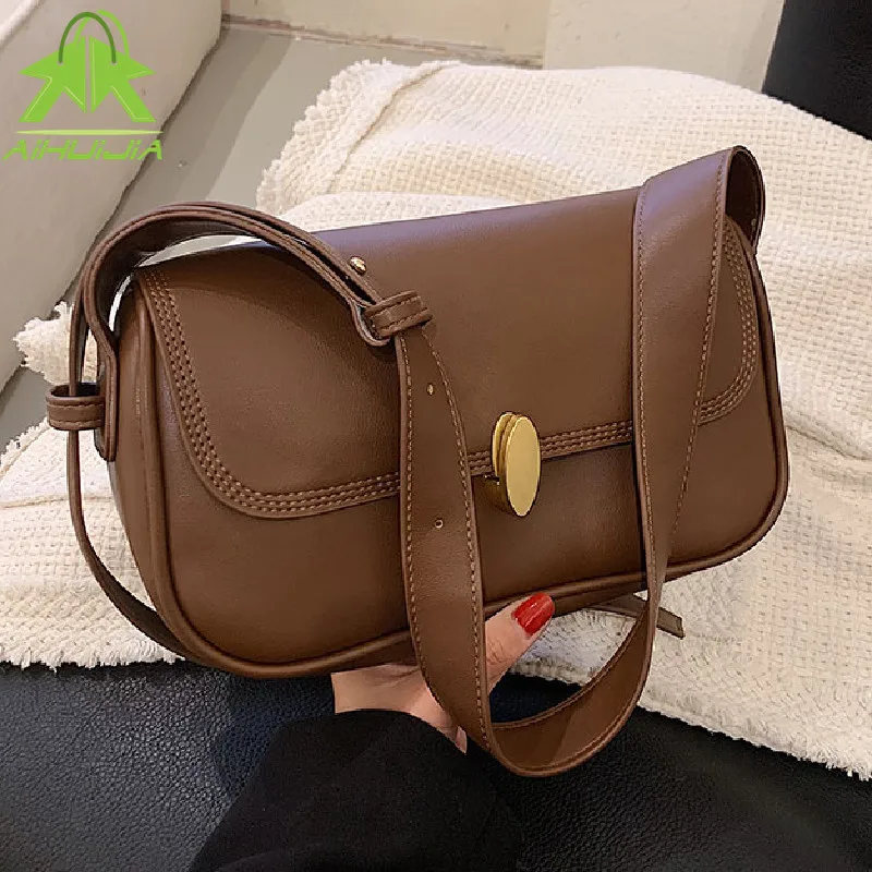 

Винтажная модная женская сумка, новинка, высокое качество, искусственная кожа, женские дизайнерские сумки на плечо, простая однотонная сумк...