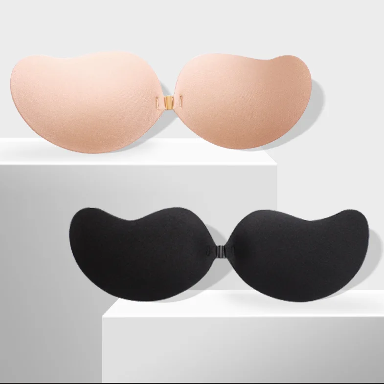 

[CX] invisible bra without steel ring mango cup Strapless wing chest paste one piece silicone Lycra gathered bra breast paste