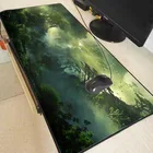 Большой игровой коврик для мыши MRGBEST с изображением сказочного леса зеленого пейзажа деревьев, компьютерный большой коврик для мыши, коврик для мыши с застежкой по краям, Настольный коврик для клавиатуры