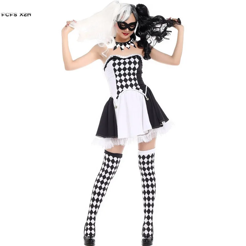 Женское платье для косплевечерние клоуна в черно-белую клетку | Тематическая