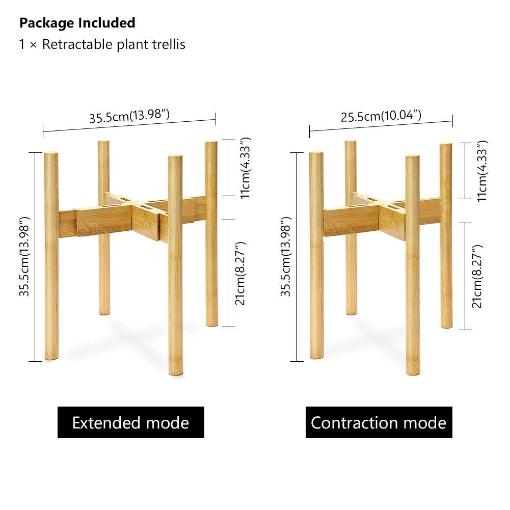 Регулируемые большие бамбуковые растения горшок подставка для растений Дисплей
