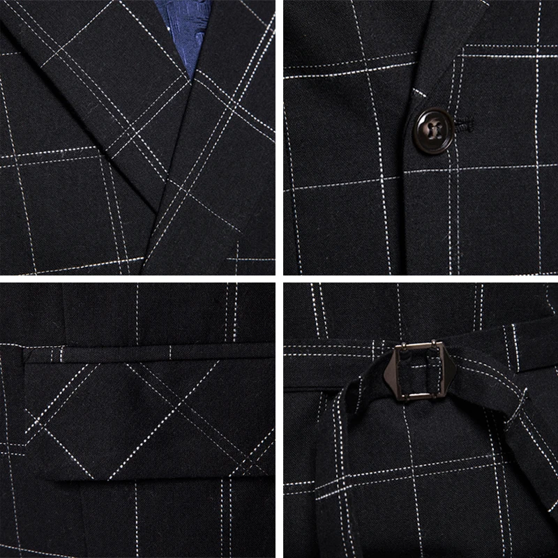 Seenimoe, мужской жилет, M-3XL, мужской деловой Блейзер, жилеты, Повседневный, в полоску, в клетку, двубортный, с отложным воротником, деловой Блейзер, жилеты