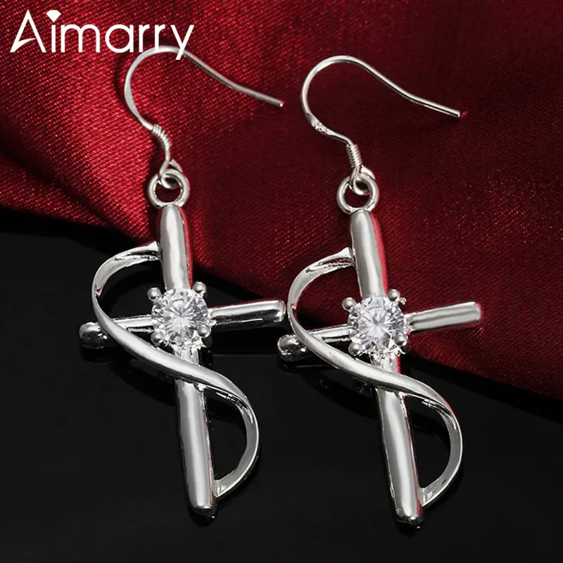 

Aimarry 925 Sterling Silver Cross AAA Zircon Earrings For Women Party Birthday Engagement Gifts Wedding Fashion Jewelry