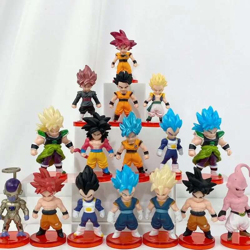 

Dragon Ball Figurine Goku Complete set 16 pieces pvc 6-8cm Version Q Goku Saiyan Vegeta Anime Figure Collection Ornaments Toys