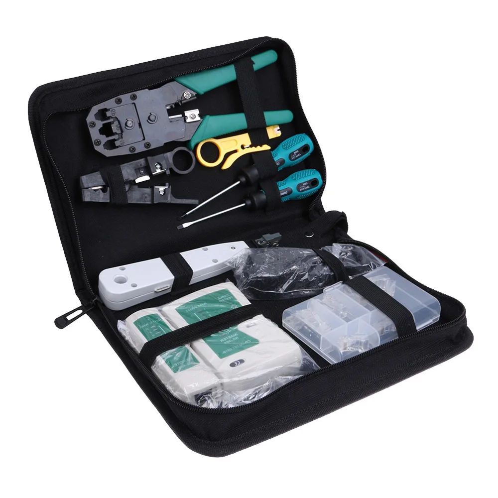 11 шт./компл. RJ45 RJ11 RJ12 CAT5 CAT5e портативный набор инструментов для ремонта локальной
