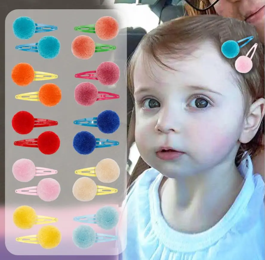 

10pcs/set Kids Hair Accessories Headdress Colorful Ball Snap Clips Baby Girls Hair Clips Hairpin Barrettes