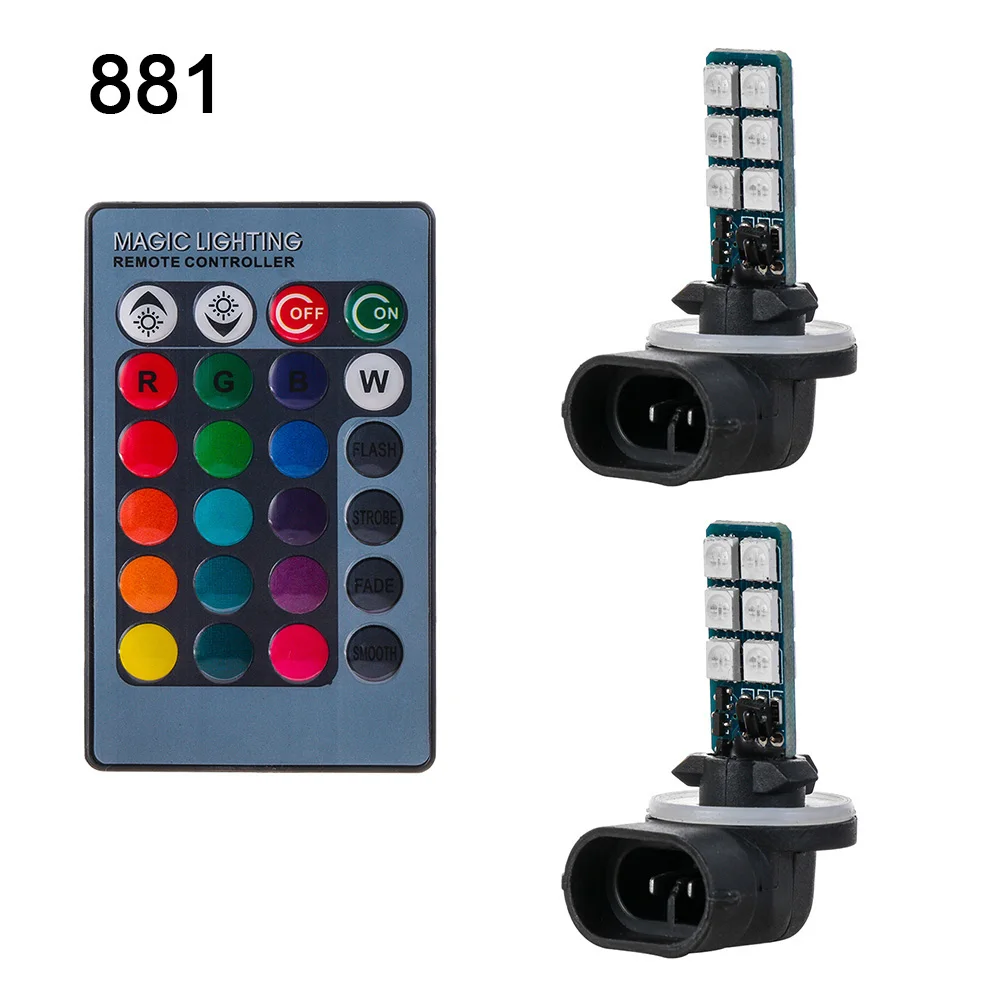 881 1 пара разноцветных 881 5050 RGB светодиодный 12SMD Автомобильные фары Противотуманные фары лампы с дистанционным управлением RGB лампы автомобильные аксессуары - Цвет: 881
