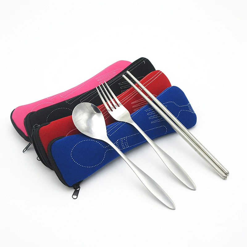 

Fashion Portable Pillow Bag Knife Fork Air Cotton Travel Cutlery Bag Zipper Chopsticks Fashion Knife Fork Air Bag