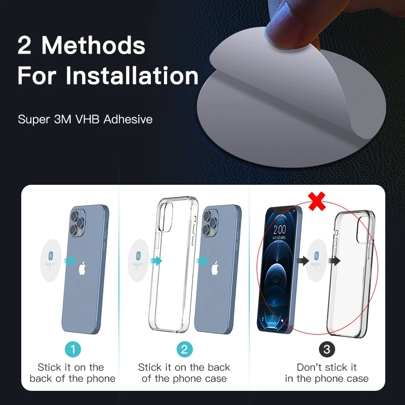 

KUULAA Metal Plate Disk Iron Sheet MagSafe Magnetic Sticker for Qi Wireless Charging for iPhone 12 11 Pro Max XS XR X 8 Plus