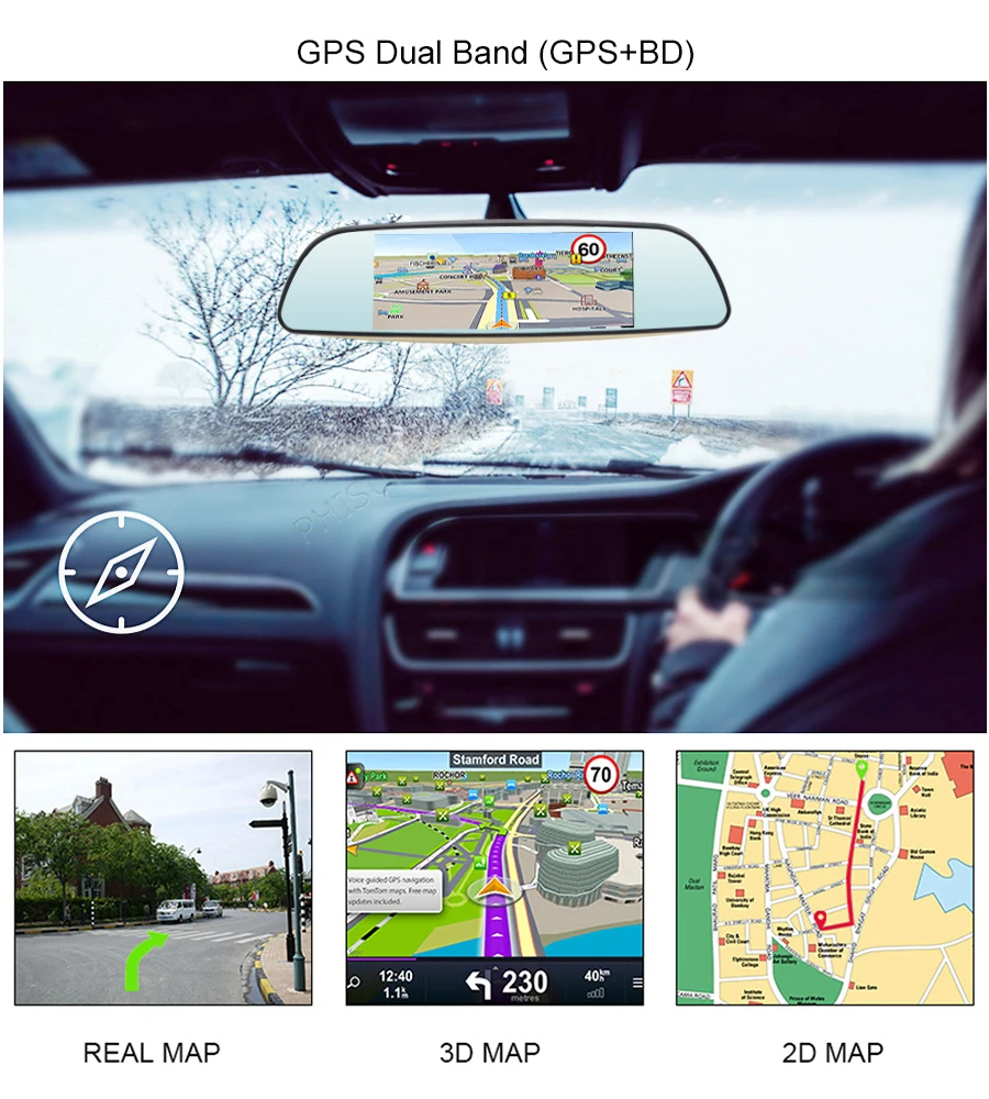 Anfilite Автомобильный видеорегистратор Камера 3g 6 5 &quotAndroid wifi Bluetooth gps навигатор