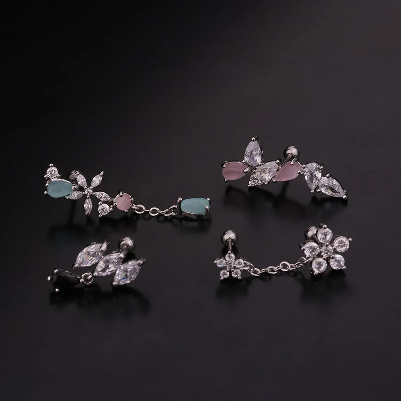 CZ Flower New Fashion Ear Studs Helix Piercing Cartilage Earring Conch Rook Tragus Stud Jewelry | Украшения и аксессуары