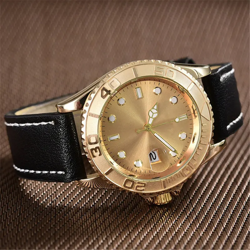 

montre de luxe New brand luxury mens watches quartz movement automatic day date leather watch women clock gift for couple