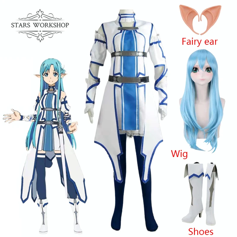 

Anime SAO Sword Art Online ALO Alfheim Online Yuuki Asuna Cosplay Costume Women Fancy Dress Coat Socks Halloween Carnival Suit