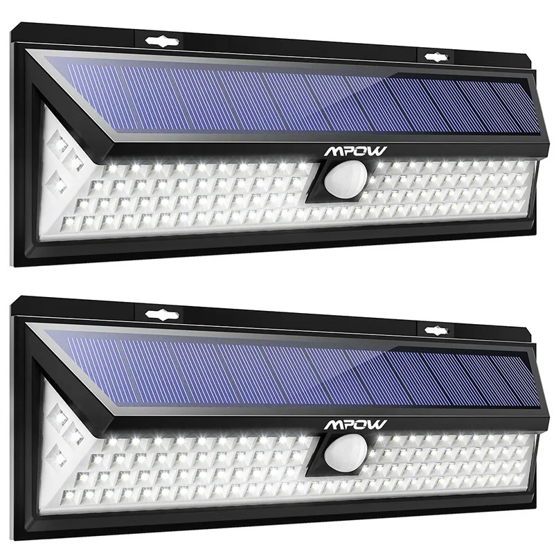 2 PACK Mpow CD126 супер яркий 102 светодиодный светильник на солнечных батареях Водонепроницаемый Открытый Сад безопасный светильник s лампы с движения Senor 3 регулируемые модели - Испускаемый цвет: 2 PACK