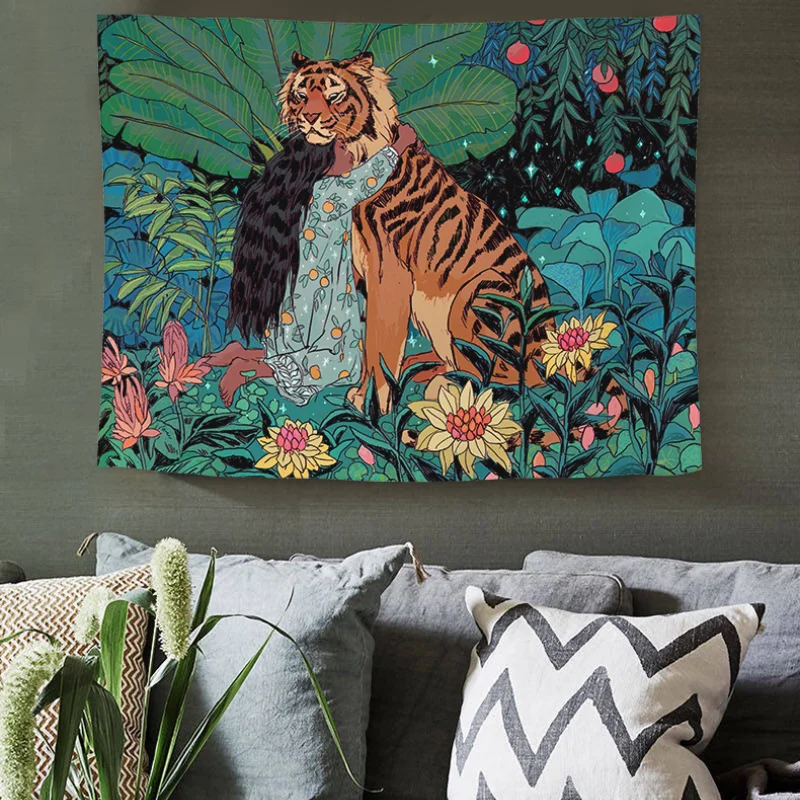 Винтажный Ретро гобелен пейзаж креативное Психоделическое искусство настенное