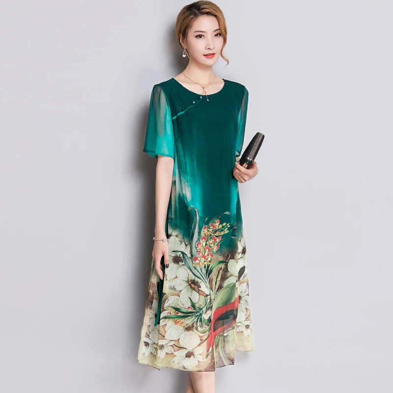 Женское шелковое платье с цветочным принтом летние пляжные винтажные платья