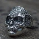 Мужское Винтажное кольцо с изображением сахарного черепа