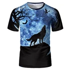 Мужская футболка с 3D-принтом волка в ночное время, новинка 2020, мужские футболки, Новые Топы с животными, футболки, мужские летние футболки с коротким рукавом и круглым вырезом, Tshi
