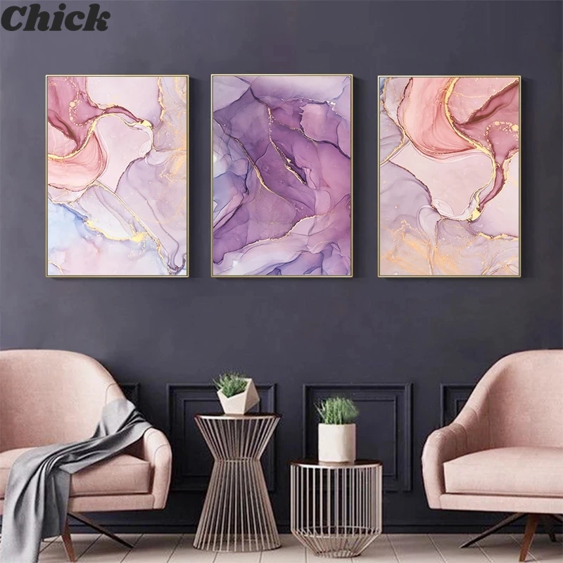 

Nordic Colorful Golden Scandinavian Poster Modern Abstract Canvas Painting Wall Art Print Pictures For Living Room Home Decor