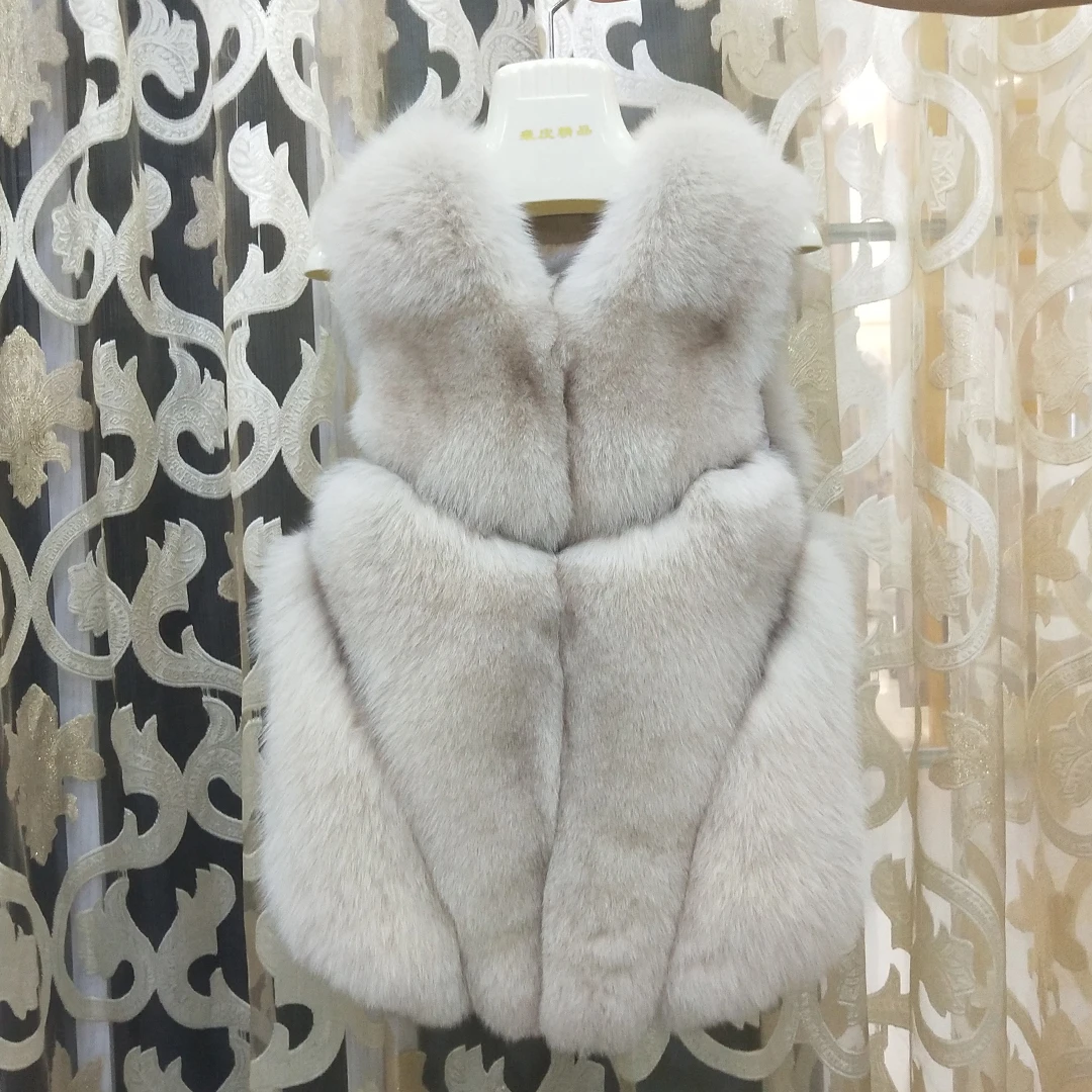 

fox Natural fur real coat winter women V-neck parka real fur vest short style clothing sleeveless sheepskin coat thick warm