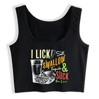 crop top women tequila lick swallow suck aesthetic y2k harajuku gothic tank top female clothes