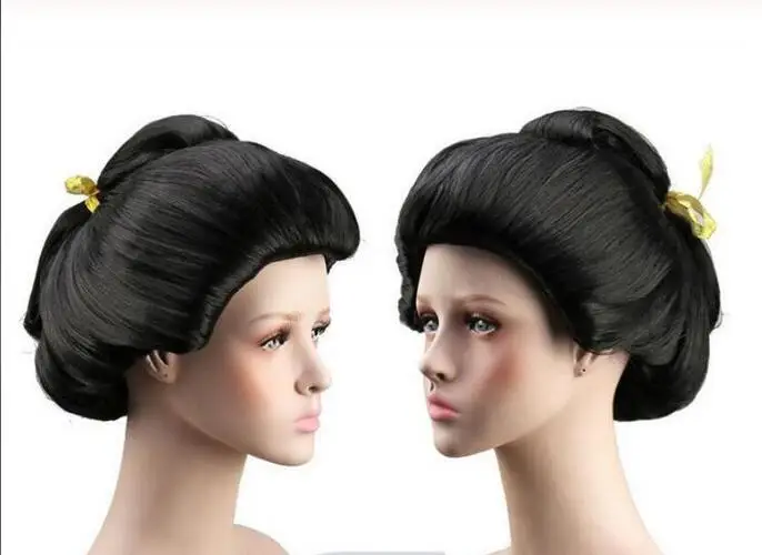 Лидер продаж женский новый черный парик гейши для косплея с длинными волосами из