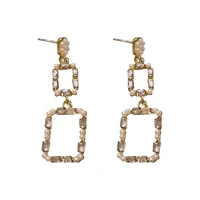 women earrings vintage earrings golden square inlaid cubic zirconia geometric earrings trendy fashion surprise gift for friend