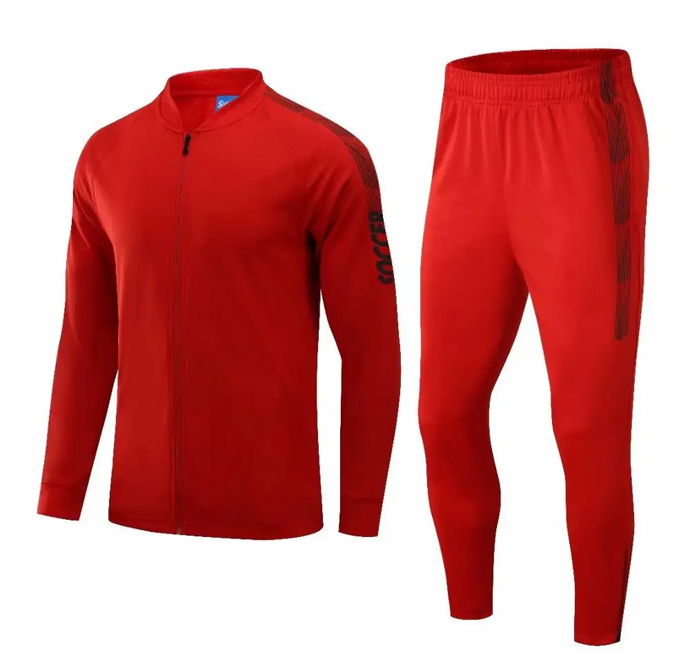 red Новинка, спортивный костюм, спортивная одежда, тренировочный комплект для взрослых и детей, футбольные комплекты, теплые куртки и штаны, спортивные костюмы с длинным рукавом - Цвет: red