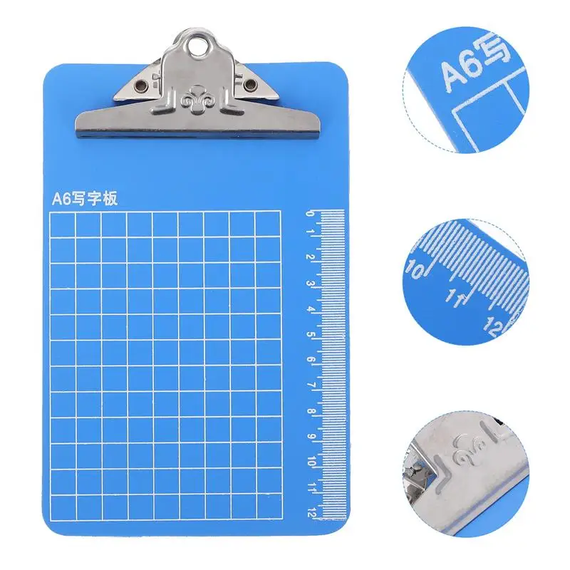 

10Pcs Plastic Clipboards Clip Boards with Ruler Measurement A6 File Holder