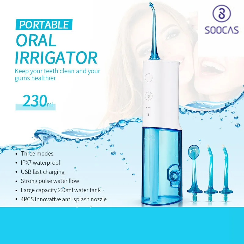 SOOCAS W3 ирригатор для полости рта набор с 4 наконечниками портативный водный зубной Флоссер струя воды Чистый зубной протез очиститель зубной щетки