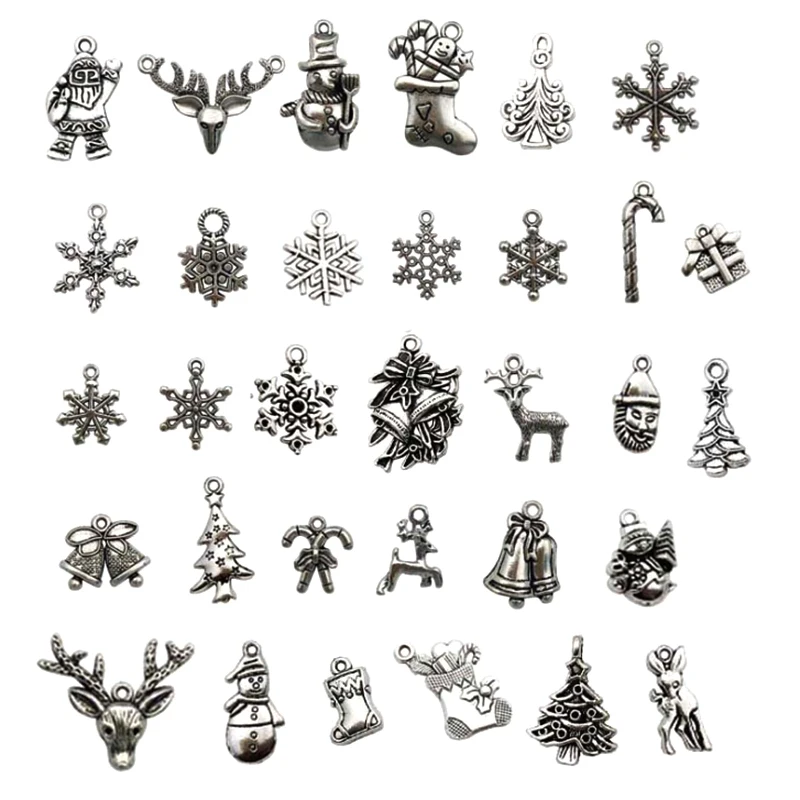 50 шт./лот тибетское серебро мини смешанные Рождественские Подвески Кулон DIY