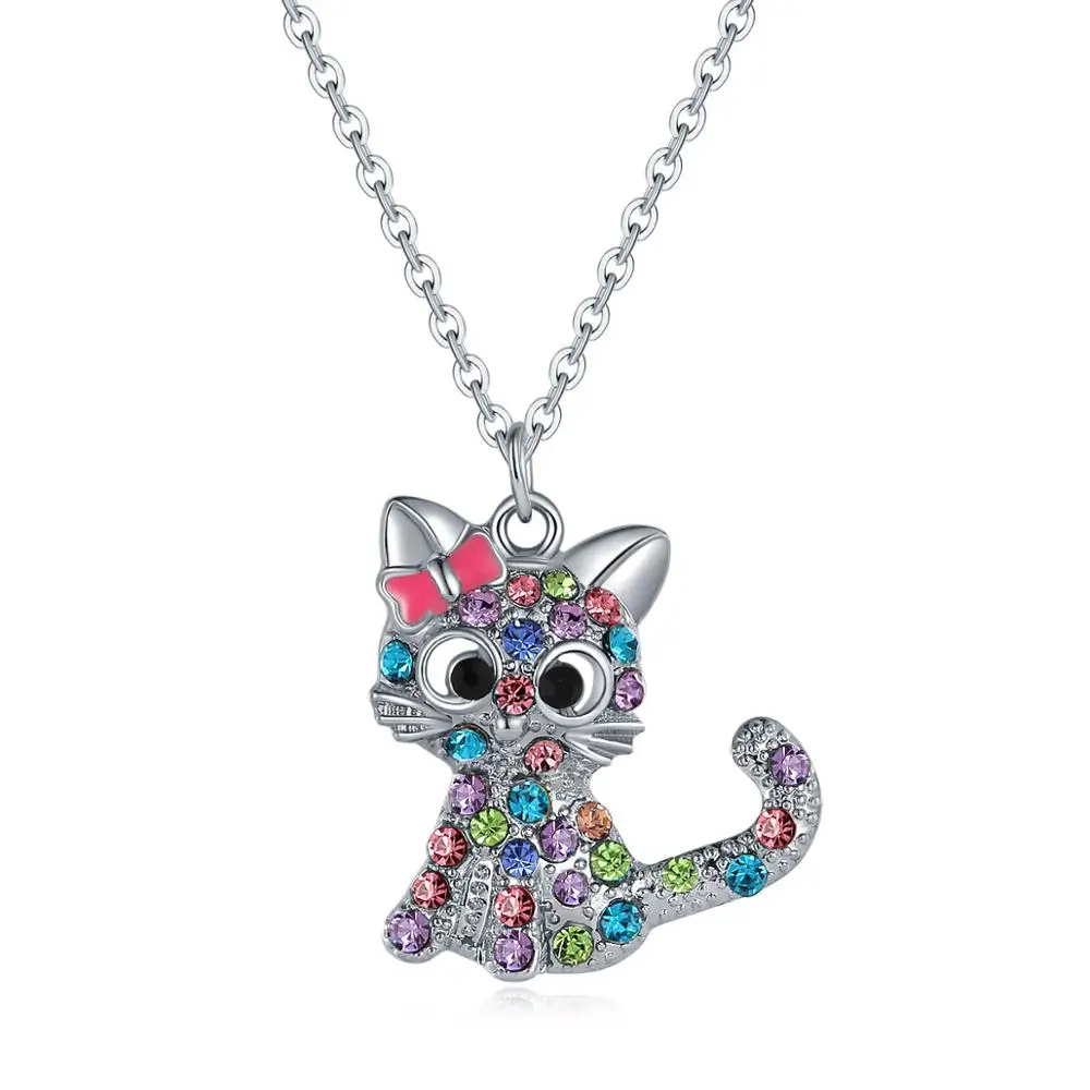 Стразы красивое колье с котом трендовая цепочка для женщин Lucky Pet Подвеска